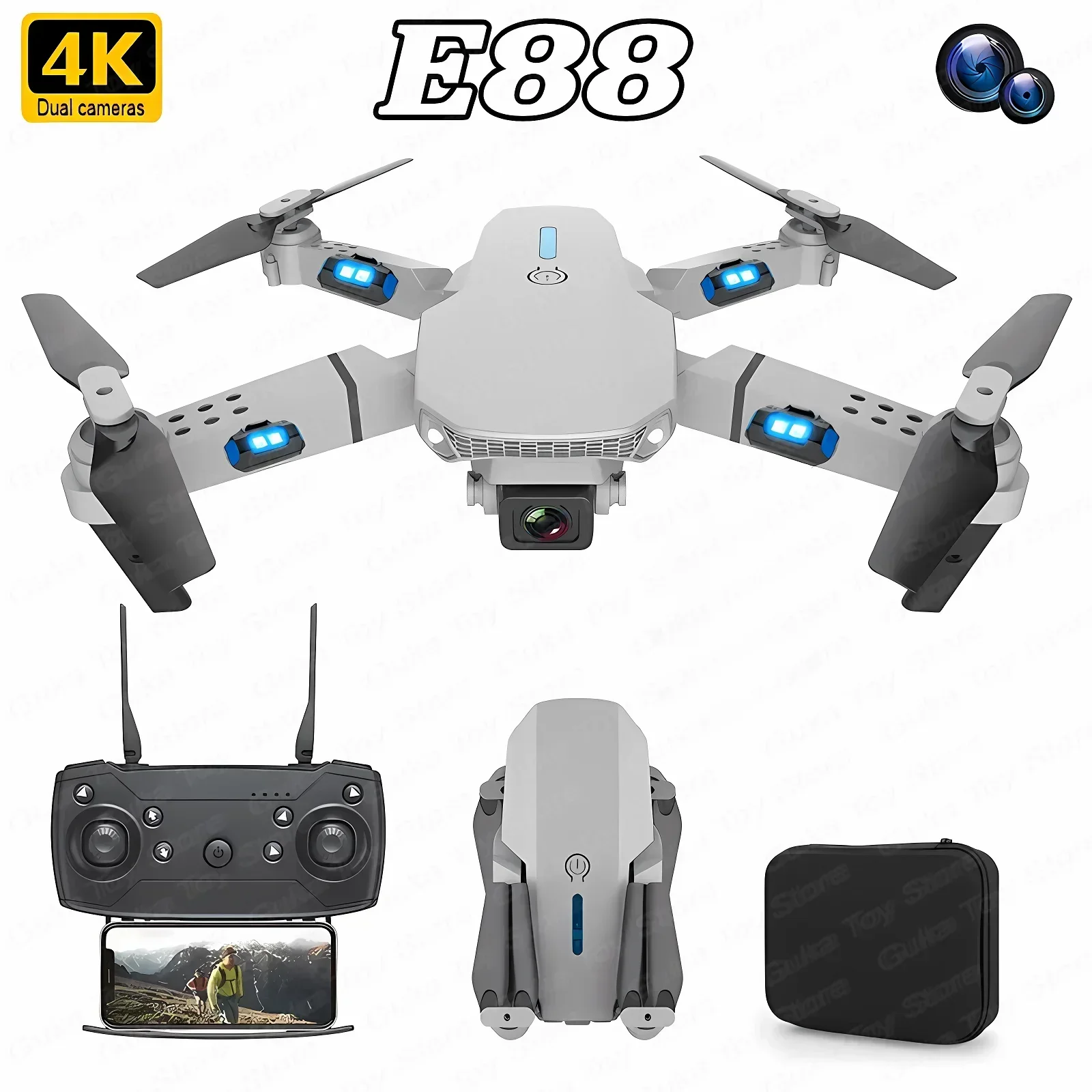 E88 Pro WIFI FPV Drone Wide An - Drone E88Pro Rc 4K のレビューと価格