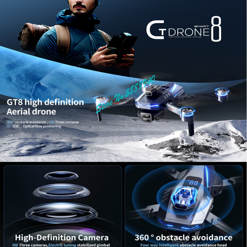 Brushless 8K ESC Three Camera  - Drone Rc Fpv Manual のレビューと価格