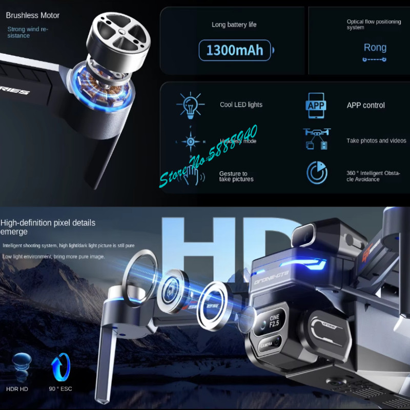 Brushless 8K ESC Three Camera  - Drone Rc Fpv Manual のレビューと価格