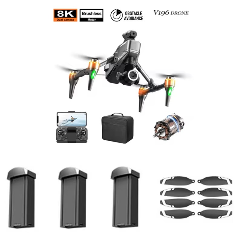 V196 Brushless 8K  Obstacle Av - Drone V196 Rc のレビューと価格
